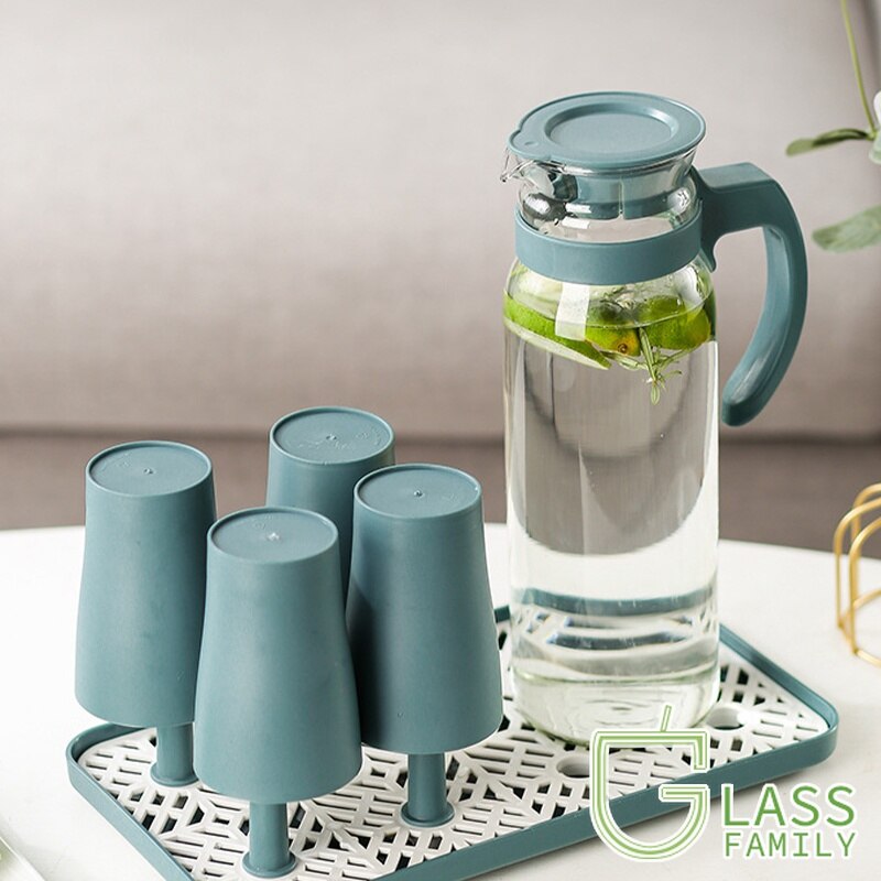 GF Glass Water Pitcher with Lid and Handle Heat Resistant Glass Carafe Pitcher for Tea,Juice,Milk,Cold Beverage dispenser