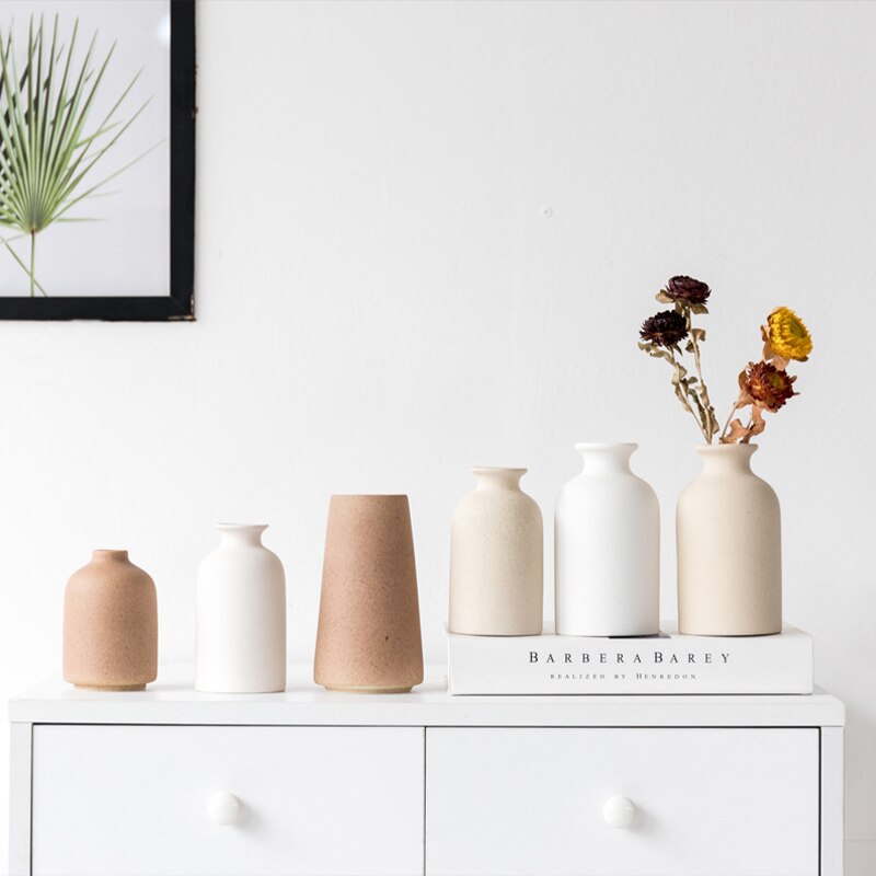 Simple Ceramic Vases Retro Frosted Ceramic Decoration Home Furnishing Nordic Retro Pastoral Vase Crafts