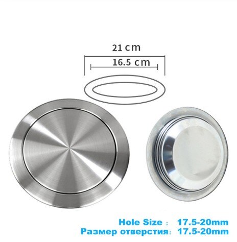 Edelstahl Bündig Einbau Gebaut-in Gleichgewicht Schaukel Klappe Deckel Abdeckung Papierkorb Mülleimer Küche Zähler Nach Oben: 20CM runden oben