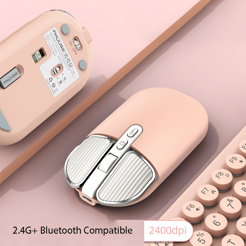 Mini souris sans fil 2.4 ghz, compatible Bluetooth, mignonne, muette, pour Macbook, Rechargeable, pour PC, ordinateur portable, bureau, souris de jeu: Beige