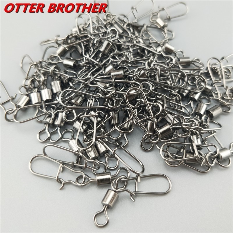 30PCS 2# 4# 6# 8#10# 12#14# Stainless Steel Fishing Connector Pin Bearing Rolling Swivel Snap Pins Fishing Tackle Accessories