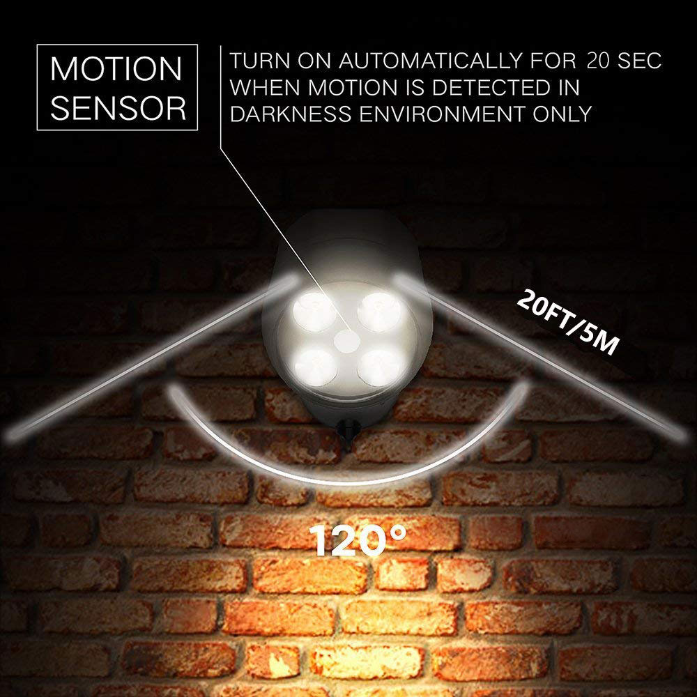 8W 500LM Motion Sensor LED IP65 Waterproof Outdoor Lights Battery Operated Security Lights for Wall Garden Driveway Lighting