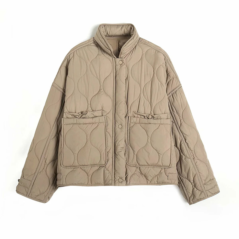 Jaqueta feminina casaco de inverno cáqui jaqueta feminina manga longa outwear sólido com zíper casaco streetwear casaco quente senhoras jaqueta preta