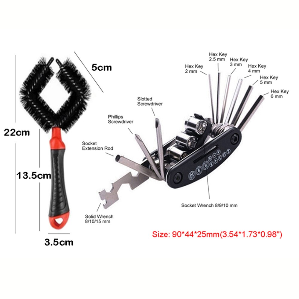 Bike Cleaning Kit Bicycle Chain Cleaner Clean Tire Brush Road MTB Cycling Cleaning Gloves Kits Cleaners Tool for Mountain, City