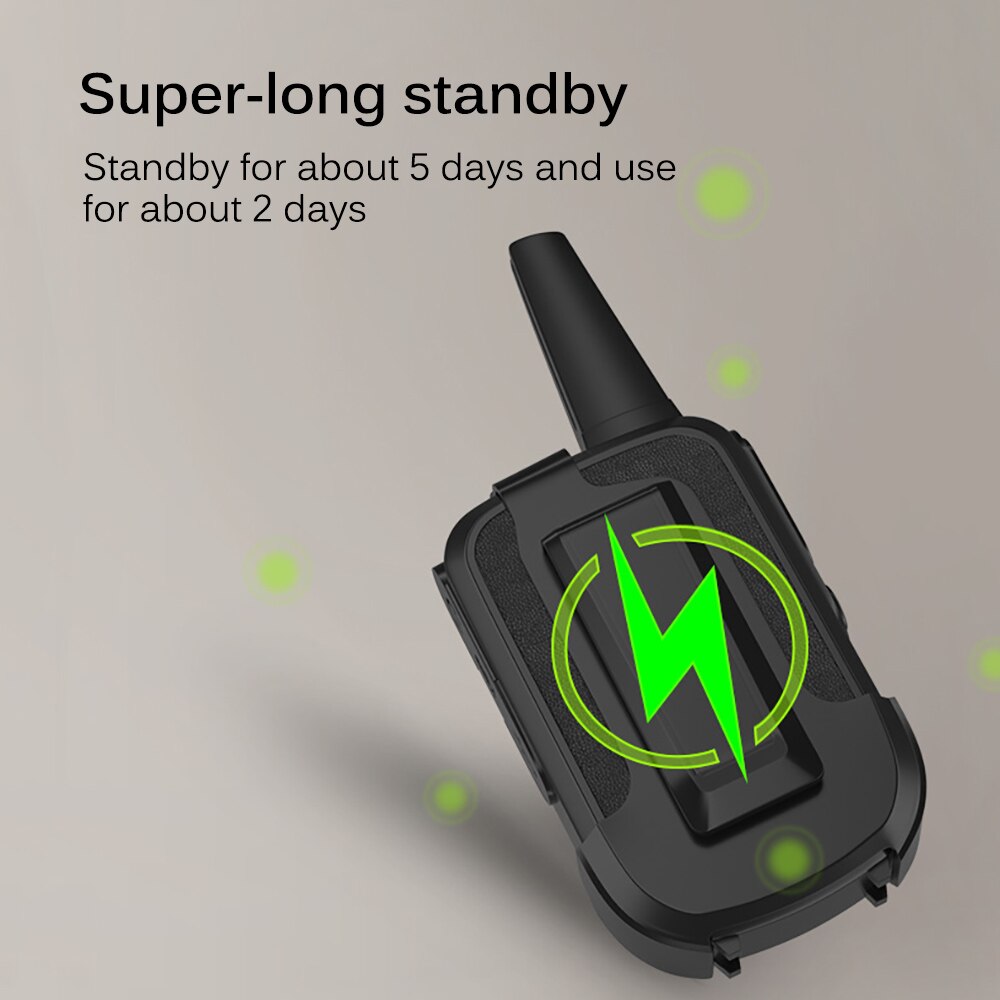 2pcs Walkie Talkie USB Rechargeable Portable Interphone Two-Way Radio For Children Adult Camping Outdoor Black Walkie Talkie