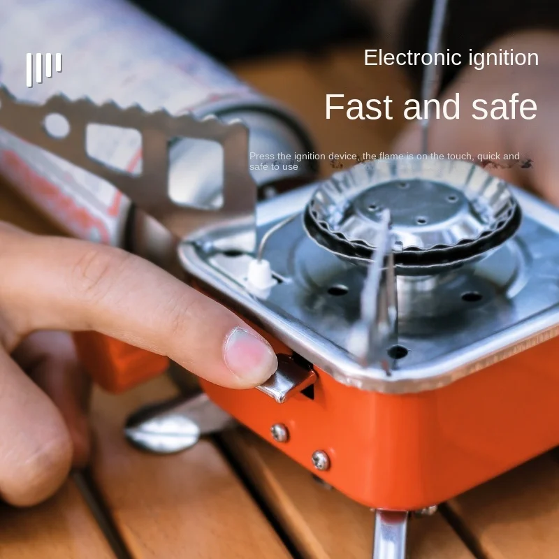 Ao ar livre mini fogão quadrado portátil dobrável fogão a gás cassete fogão de acampamento ultra-leve fogão de viagem caminhadas equipamentos fogão