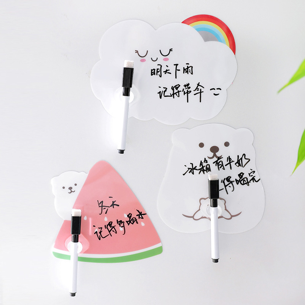 1set Cute Paste Refrigerator Sticky Notes With Pen Rewritable Message-Board Wall Fridge Decorative Message Sticker Home Decor