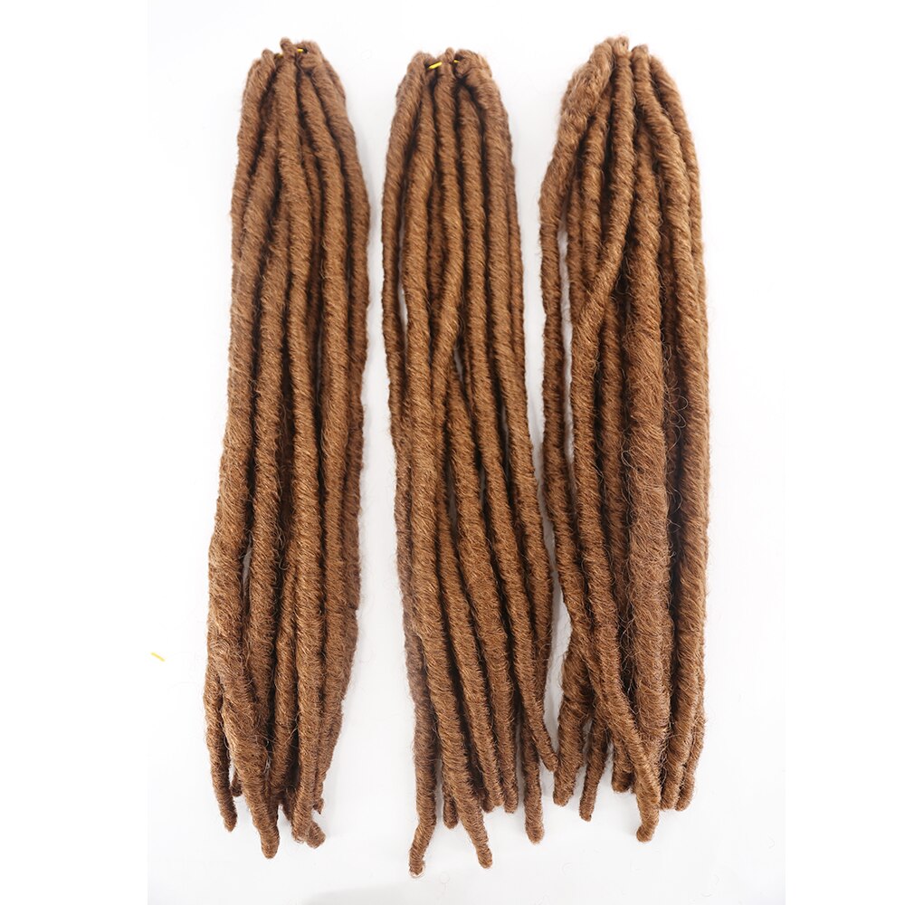 SOKU Brown Faux Locs Braids Straight Hair Extensions 20 Inch Long Soft Crochet Hair Braided Synthetic Afro Dreadlocks Hair