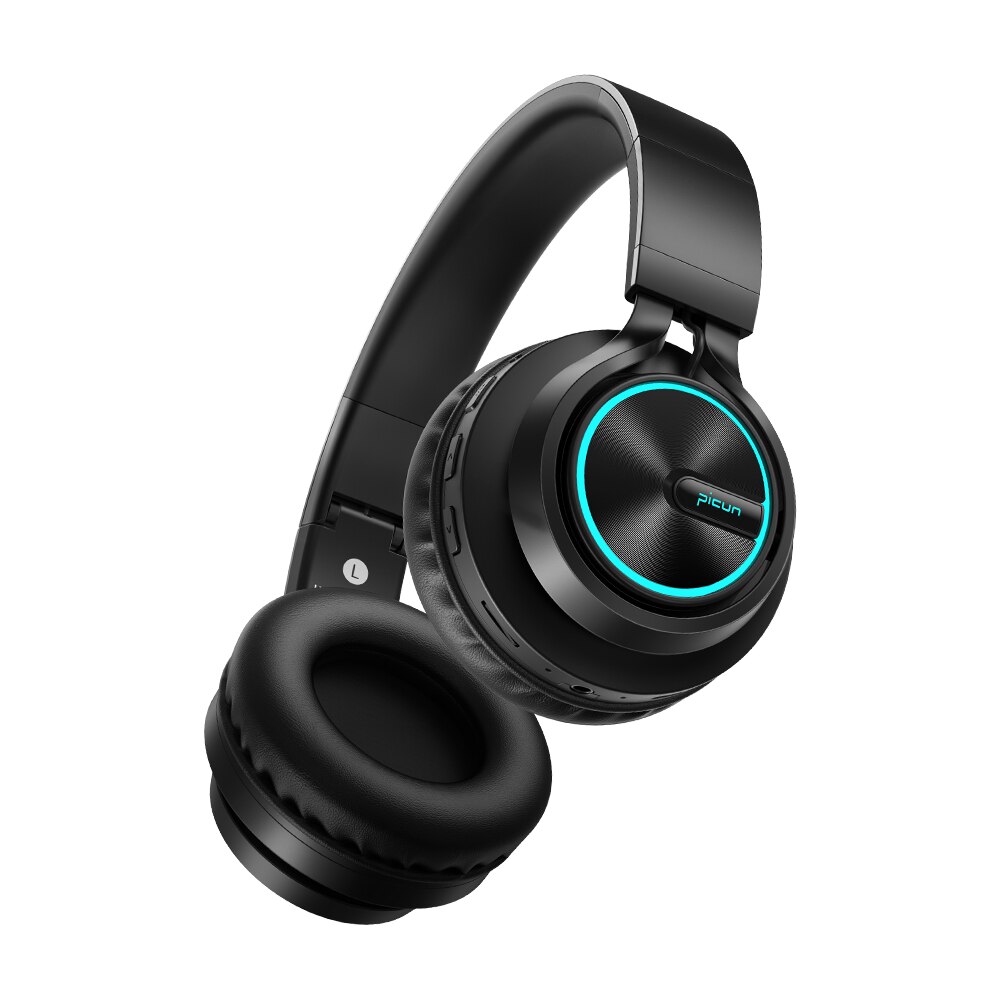 Picun B6 casque sans fil Bluetooth 5.0 HiFI stéréo casque pliable casque écouteurs lumineux LED avec micro HD Supoort TF carte