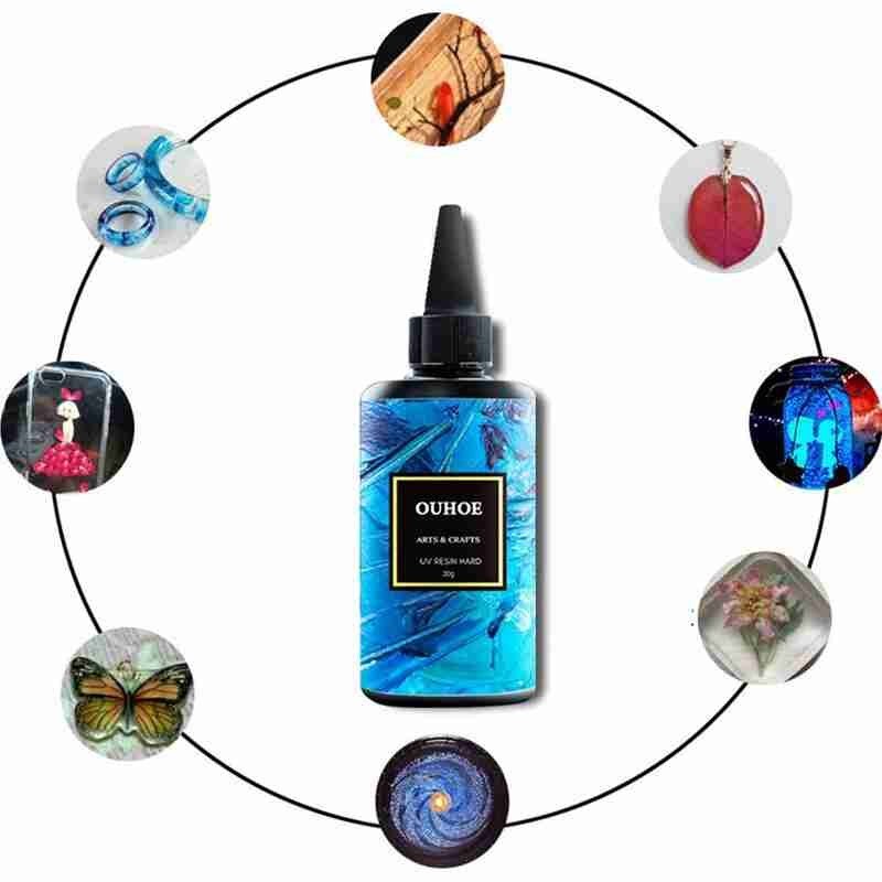 Diy resina molde cura cola de plástico duro ultravioleta fazendo cura resina tecido cola uv artesanato jóias resina f7a6