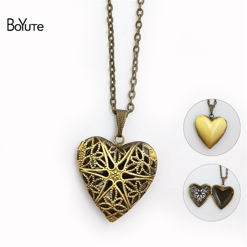 BoYuTe Retail 1 Piece 70CM Chain 23*38MM Oval Floating Photo Locket Necklace Pendant Open Necklace: 26x6MM Heart