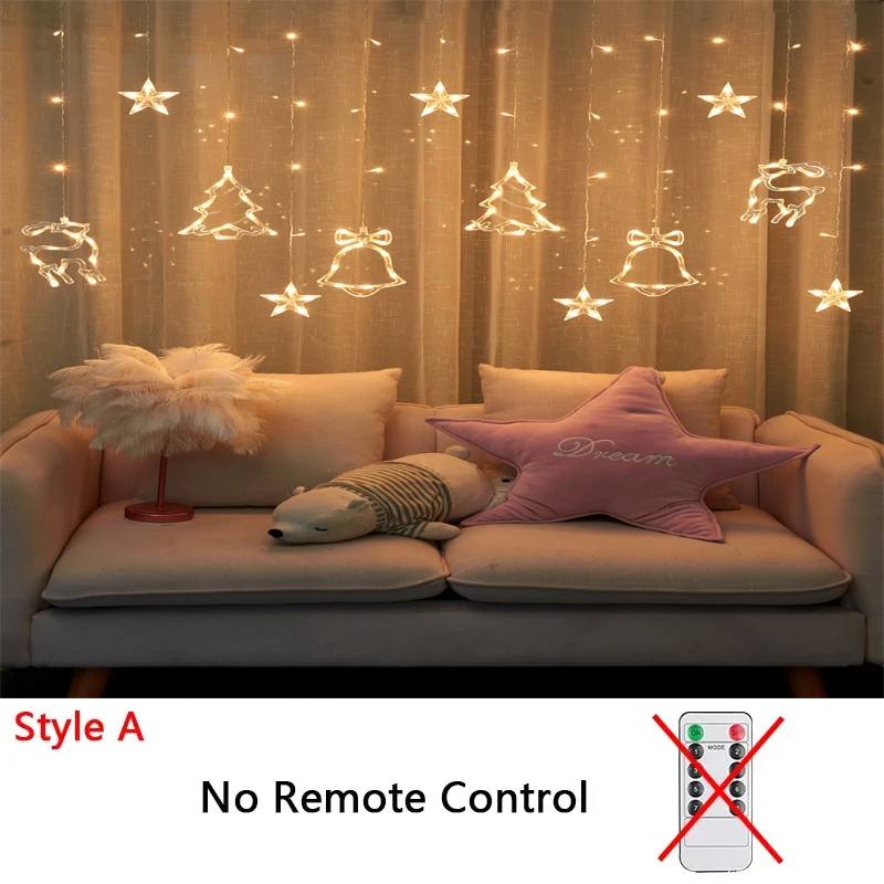 Navidad 3,5 M LED estrella cadena de luces guirnalda cadena estrella lámpara decoración de cortina al aire libre para vacaciones decoración de boda: Azul / O