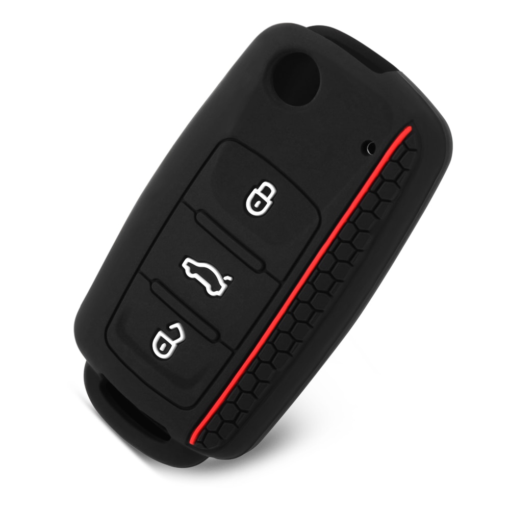 Funda de silicona para llave de coche, carcasa de mando a distancia sin llave para VW, Golf, POLO, Bora, Seat Leon, Toledo, Altea, Ibiza, Skoda