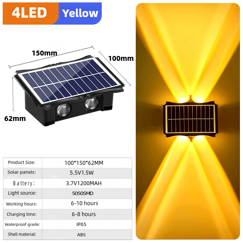 LED-wandlampen op zonne-energie Buiten op en neer Lichtgevende verlichting Decorverlichting op zonne-energie voor huis buiten veranda balkon tuin: Blauw