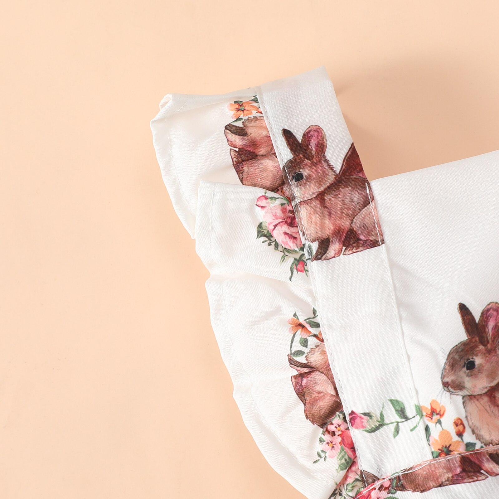 Neonate vestito pasquale estate senza maniche coniglio neonato stampato floreale aperto indietro cravatta abiti Casual carini