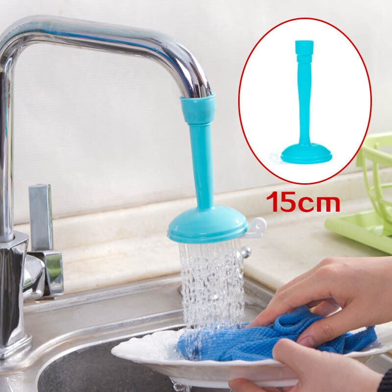 1pcs Kitchen Faucet Extenders Adjustable water Adapter Valve durable Rotatable Faucet Splash Tap Bathroom water shower filter: Blue 15cm