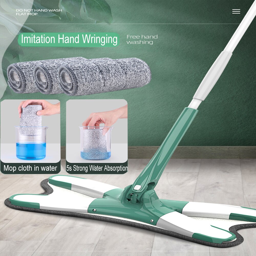 Knijp dweil uitwringen Hand gratis wassen Vloer 3 Rag Vervangbare microvezeldoek voor reiniging Nat droog Gebruik 360 ° rotatie dweil