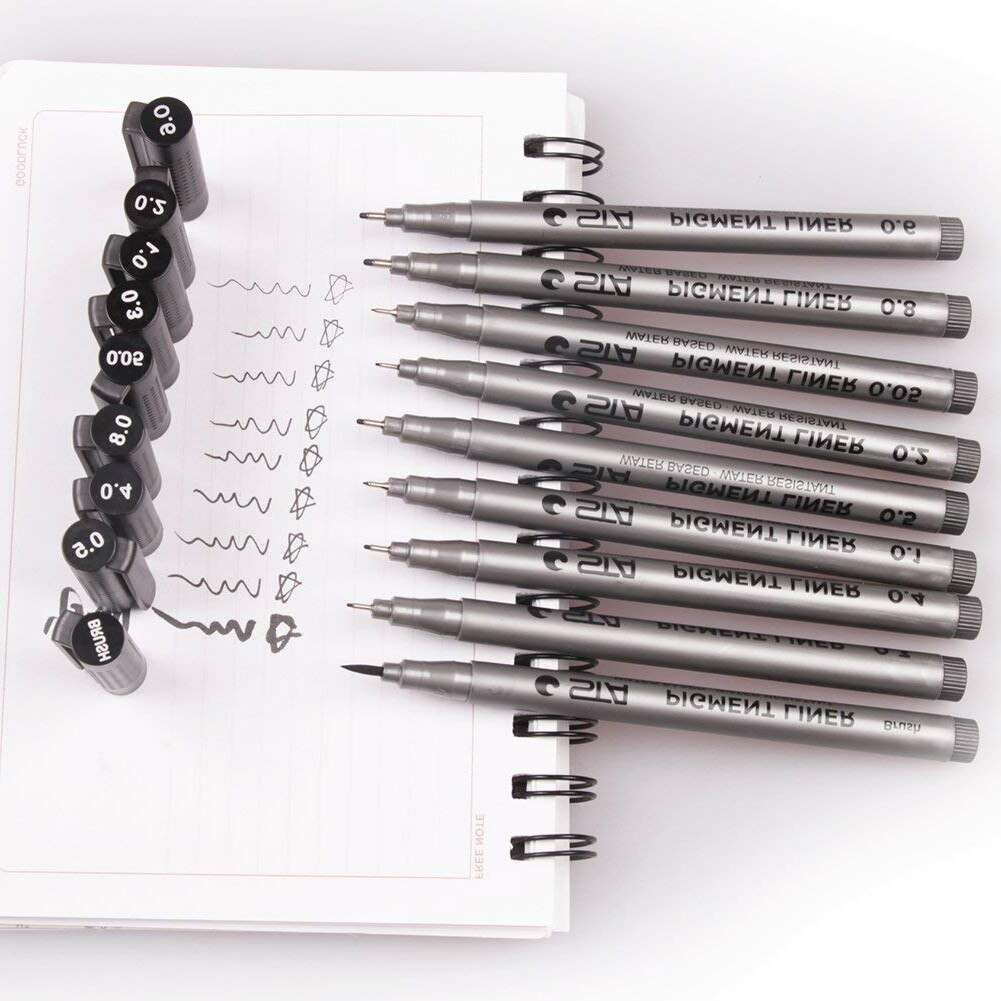 9 Size Black Micro-line Pens for Drafting -Ultra Fine Point Technical Drawing Pen Set, Anti-Bleed Fineliner Pen for Illustration