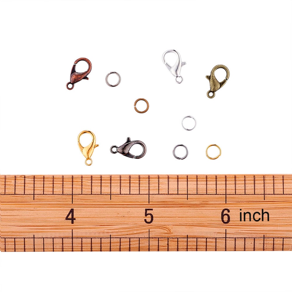 1 Kasten Sortierte Gemischte Farbe Schmuck DIY, sterben Entdeckungen 120 stücke 12x7x3mm Legierung Hummer Klaue verschlüsse 30g 5x0,6mm Eisen springen Ringe F80