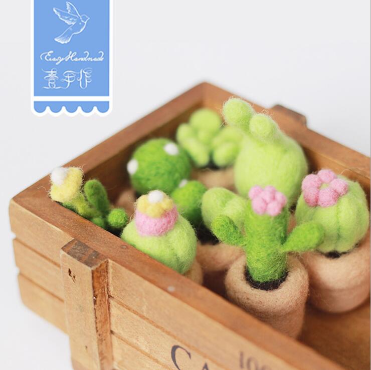 An ebullient succulent plant wool needlepoint kit wool felt needle felting keychain craft needlecraft DIY handmade
