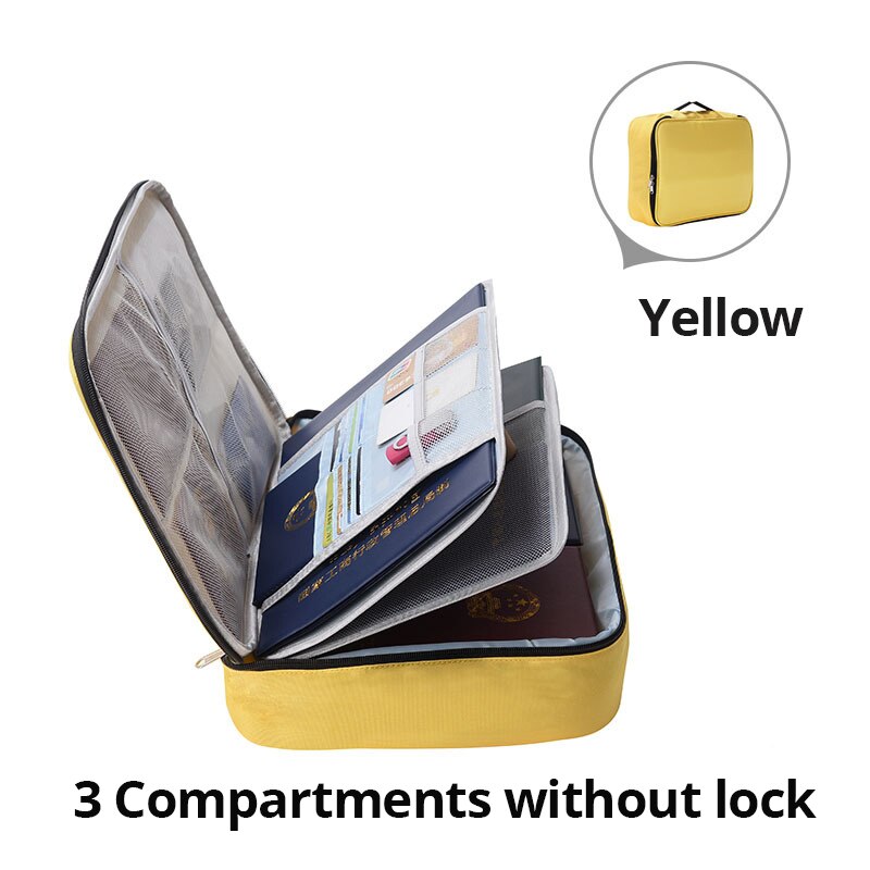 FOSIZZO Multi-Layer Large Capacity Storage of Document Certificate Important Files Archive Finishing Box With Lock FS4049: Style D - Yellow-3N