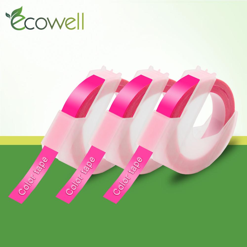 Ecowell 3 Rolls Roze Kleur 3D Plastic Etiketten Compatibel Voor Dymo 1610 12965 1540 Handleiding Label Printer Voor Motex E101 label Maker