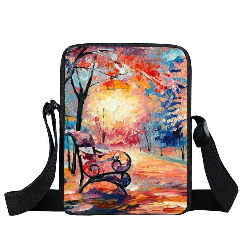 World Map / Oil Painting Landscape Mini Messenger Bag Women Handbag Ladies Shoulder Bag Portable Crossbody Bags Bookbag: XKB YOUHUA069