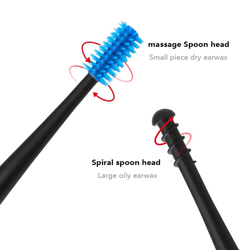 Durable propre soin Double extrémité oreille nettoyant cuillère spirale facile cire oreille enlèvement oreille Curette choisir Silicone doux oreille choisir outils