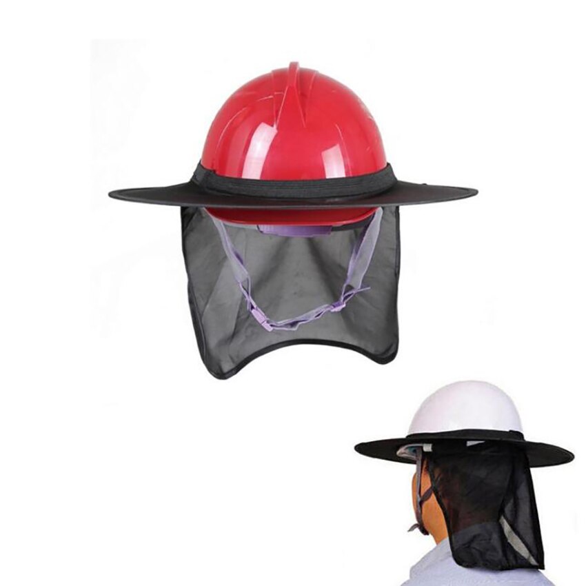 Hard Hat Sun Shield, Full Brim Mesh Neck Sun Shade Protector High Visibility, (Hard Hat Not Included) Blue, Black, Orange