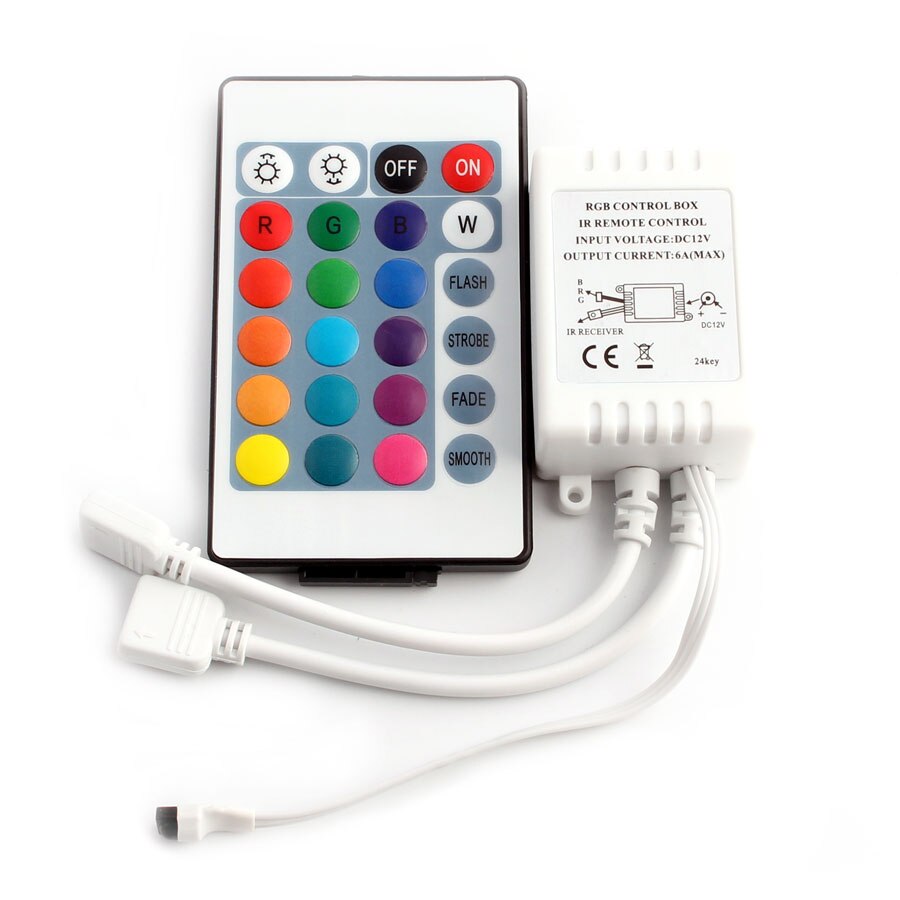 Led Controller 24 Keys LED IR RGB Controler box 1 to 2 Controller IR Remote Dimmer DC12V For RGB 3528 5050 LED Strip Lights: 24key box 1 to 2