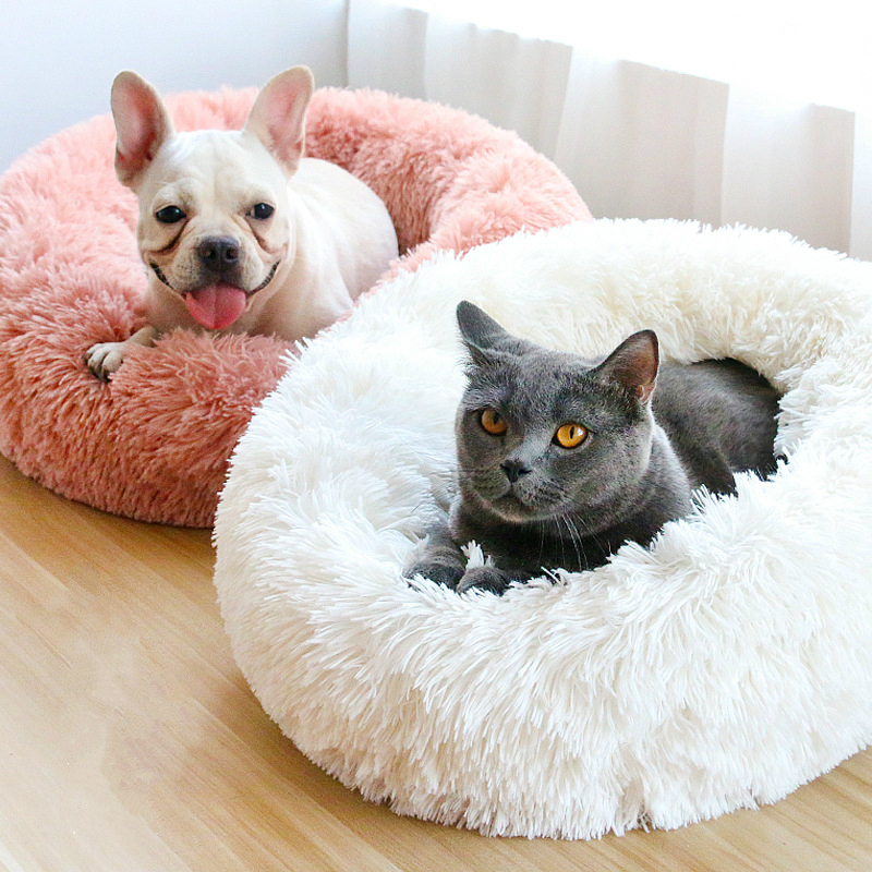 Lits de chien calmant confortable pour les grands petits chiens moyens chiot Labrador étonnamment chat guimauve lit lavable en peluche lit pour animaux de compagnie