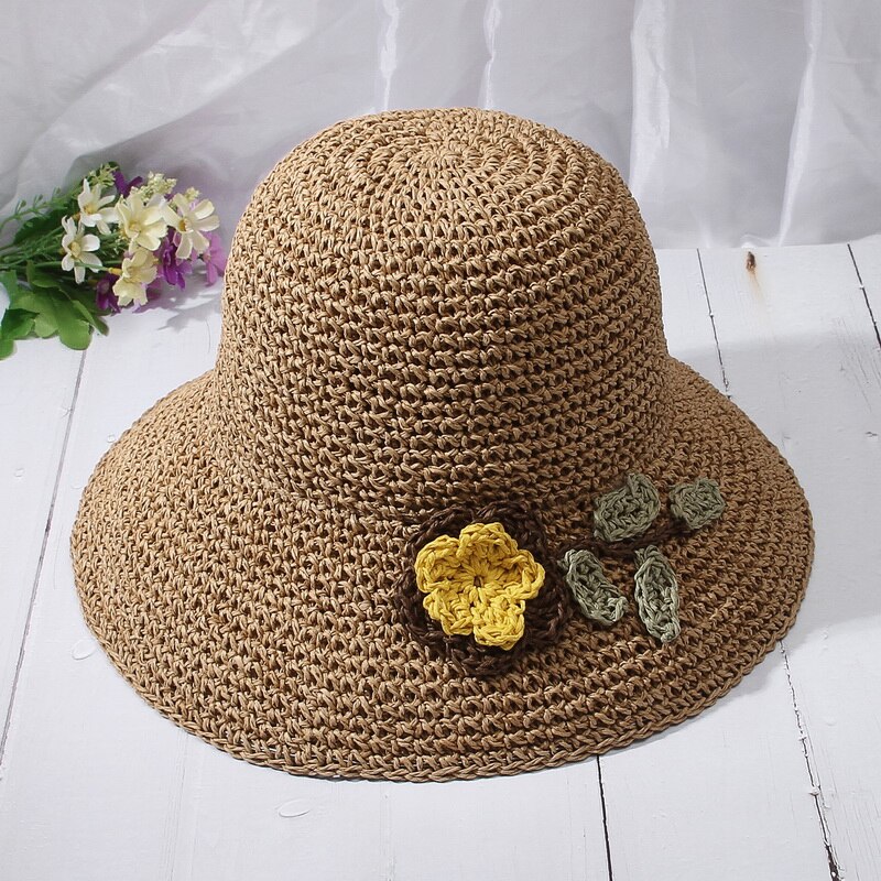 Gorące letnie wakacje kapelusz słomiany z miękkim rondem damskie damskie szerokie rondo plaża składany kwiat słomkowy kapelusz przeciwsłoneczny