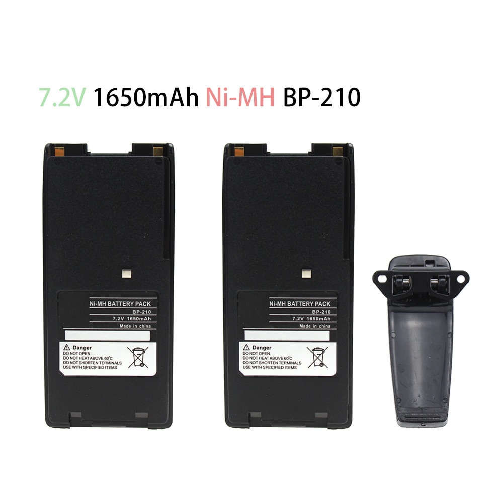 2x per Icom BP-210 Radio A due Vie Batteria con Clip (1650mAh 7.2V NI-MH) -per IC-F11 IC-F21 IC-V8 IC-F3GT IC-F40GT
