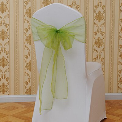 Organza bryllup stole søjler sløjfebetræk stole tyl til arrangementer & fest banket juledekoration mintgrøn: Grøn