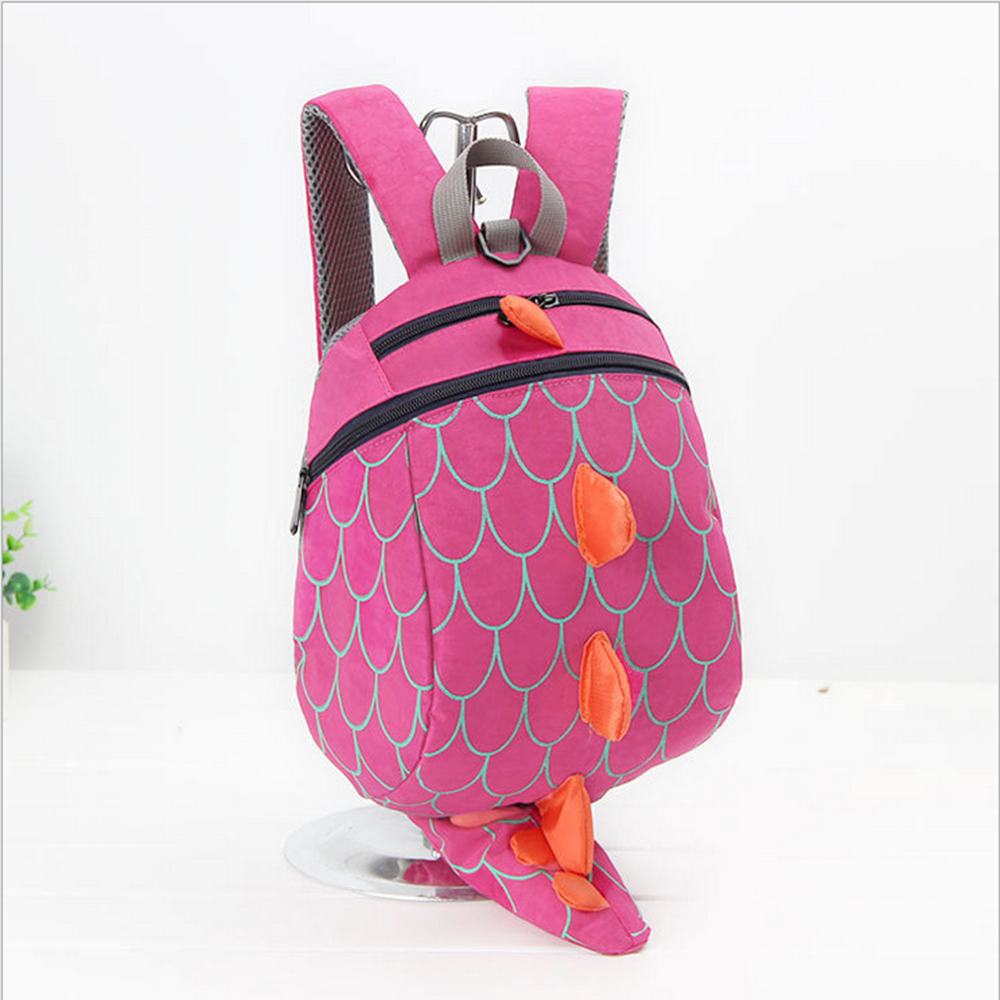 Walking Safety Backpack Harness For Kids Children Cartoon Dinosaur Bag: Pink