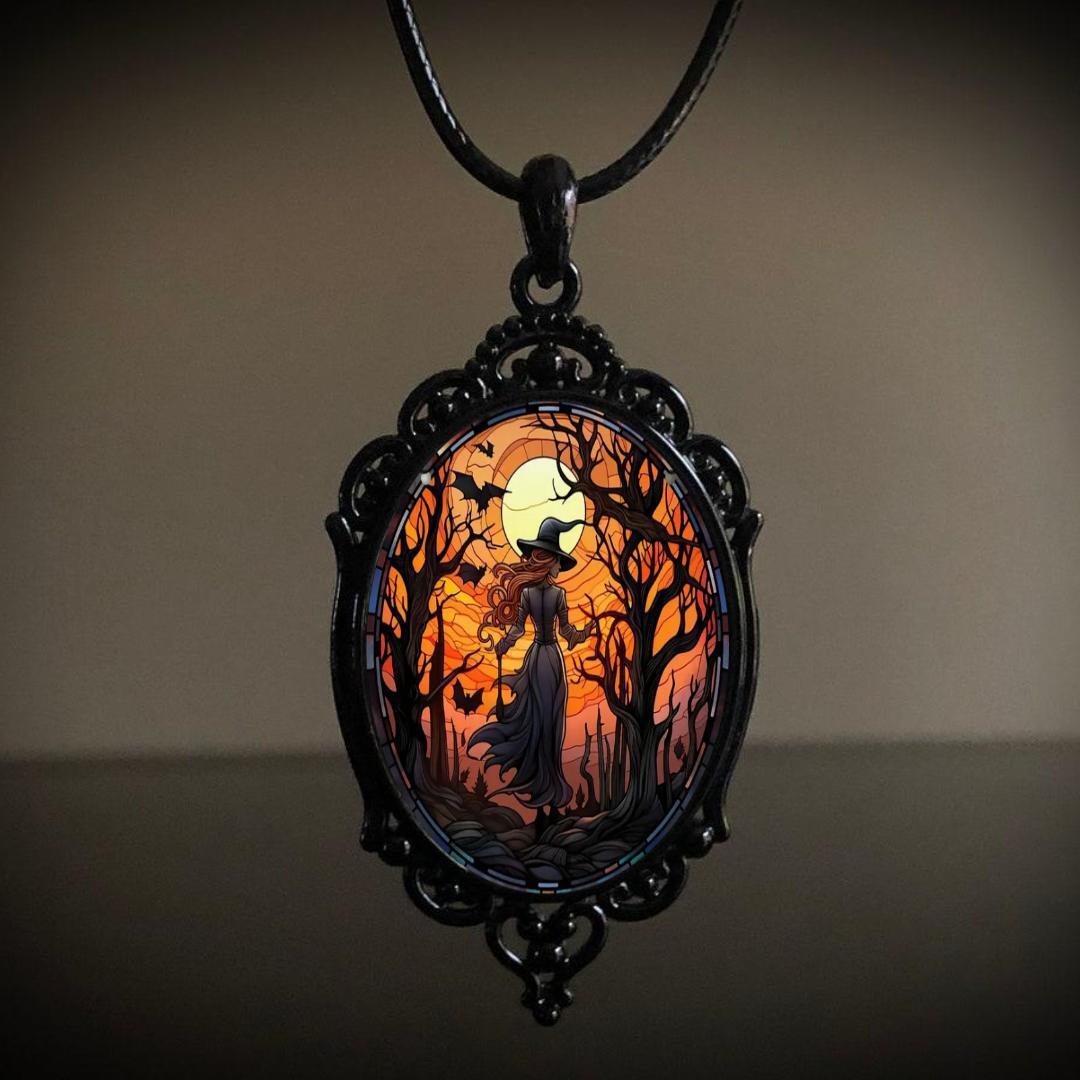 Collar gótico mago murciélago calabaza misterio mago vampiro murciélago collar joyería de Halloween accesorio bruja cuerda cadena gargantilla: Azul de zinc