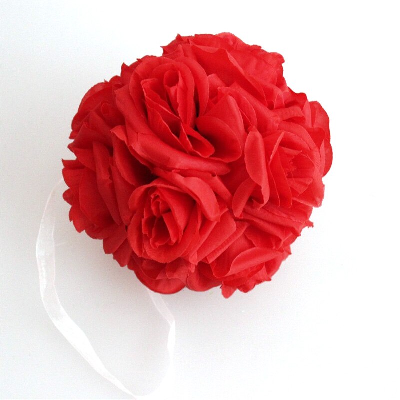 15x21cm Handmade Artificial Rose Flowers Kissing Hanging Ball DIY Bouquet Home Wedding Party Decor Flower Ball Arrangement: Red