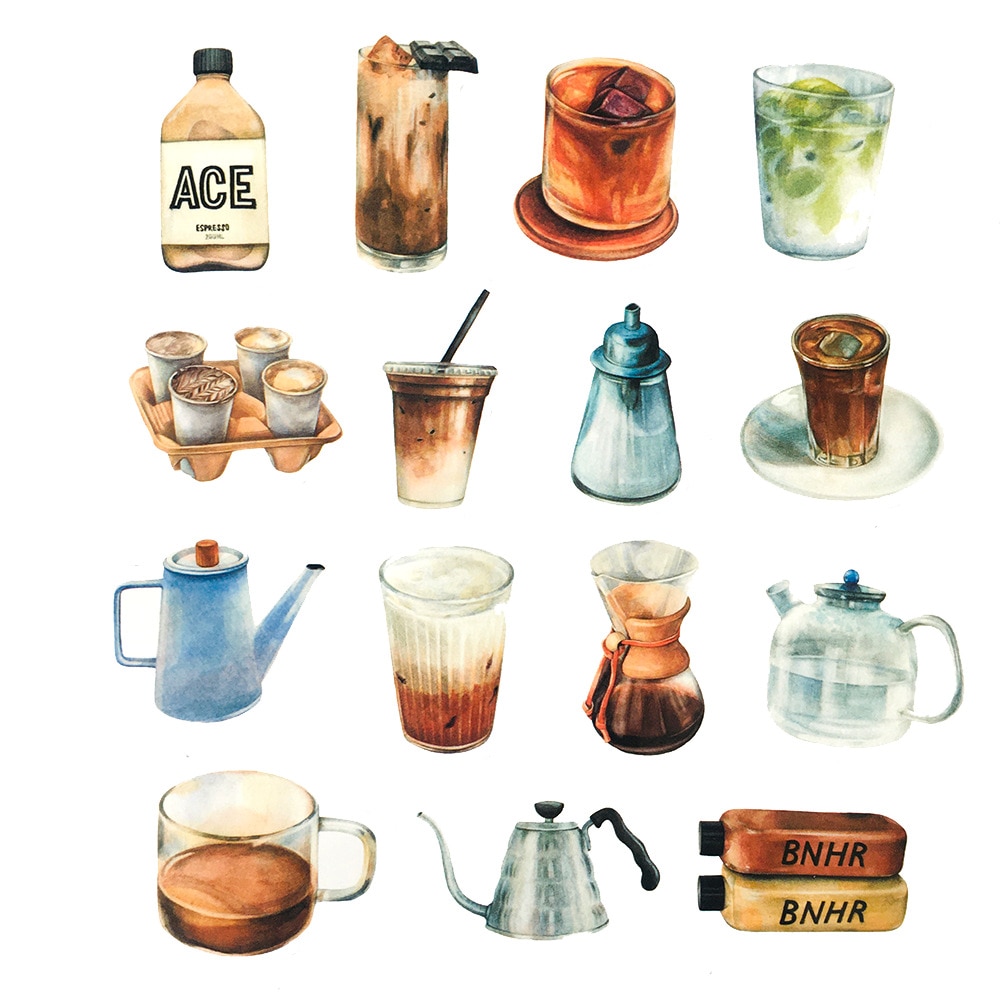 57 teile/satz kaffee serie aufkleber DIY scrapbooking Tagebuch Basis Collage glücklich planer dekoration aufkleber