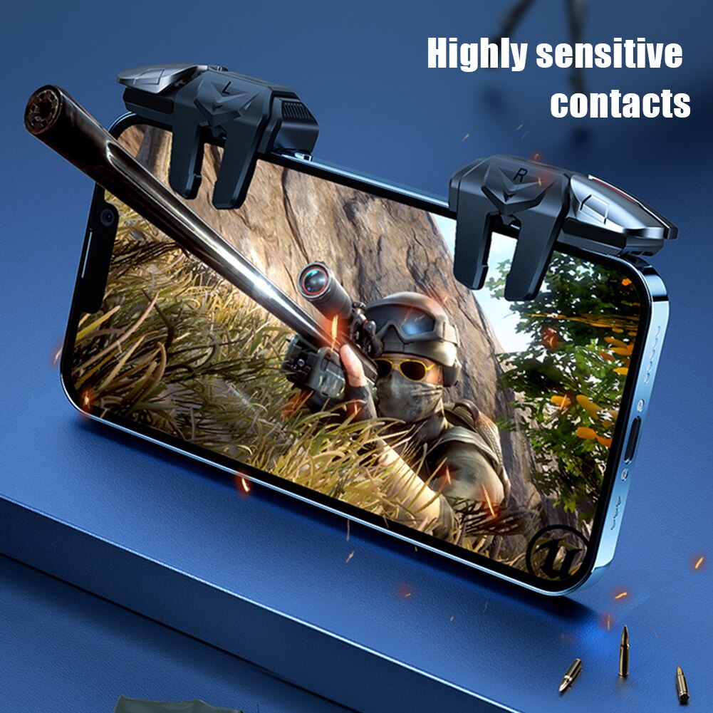 6 fingre mobiltelefon gamepad mobil joystick trigger til pubg game controller sigteskydning  l1 r1 nøgle knap til iphone android