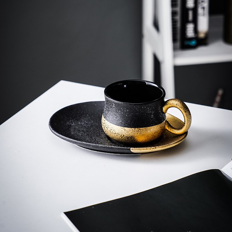 Set De 4 Tasses à Espresso OndaCore 80ml - Grès Artisanales Sans Anse - Design Unique Lavable Lave-vaisselle - Cadeau Amateur Café