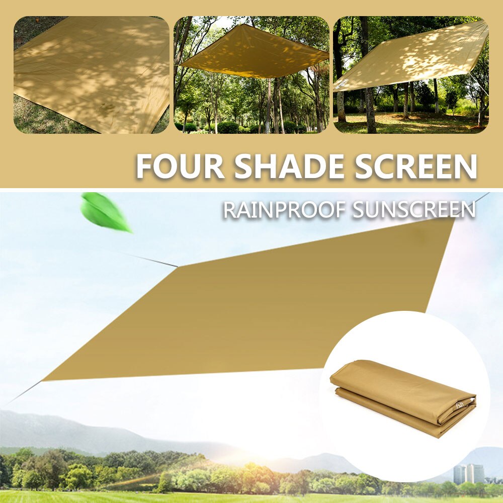 180cm Large Square Shade Screen Beige 190T Polyester Canopy Beach Camping Mat Moisture Proof Portable Waterproof Ultralight UV