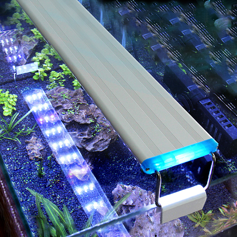 Aquarium-LED-Licht, superschlank, für Aquarien, Wasserpflanzen, Wachstumsbeleuchtung, wasserdicht, helle Clip-Lampe, blaue LED, 18–75 cm, für Pflanzen, 220 V