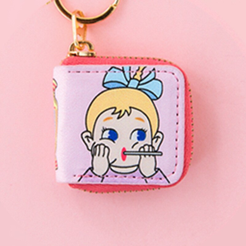 Bentoy Mini poche porte-monnaie Milkjoy dessin animé impression clé pendentif fille portefeuille forme breloque pour sac Ins vent mignon porte-clés pour les tout-petits: A