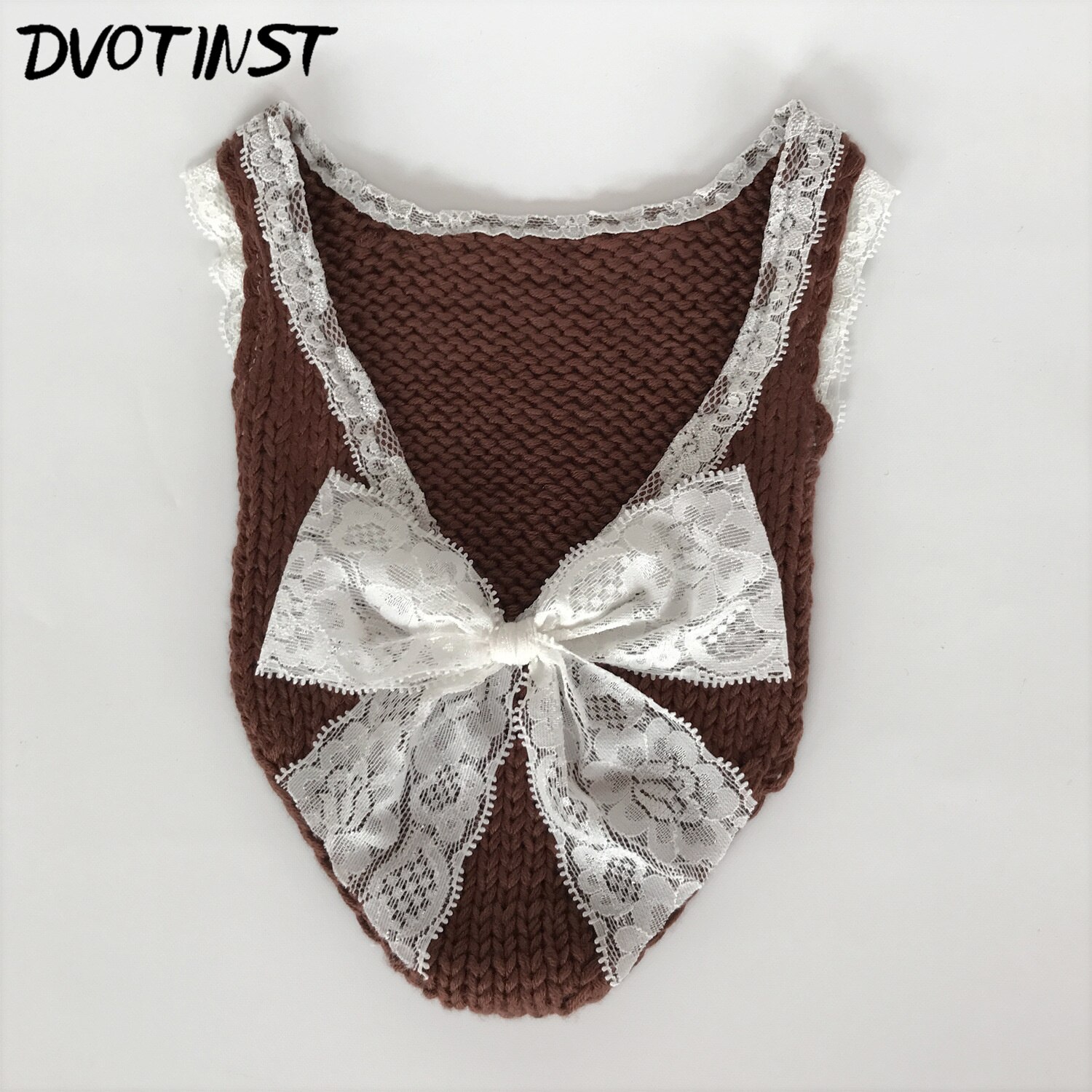 Baby Photography Props Crochet Knitted Newborn Lace Bodysuit Clothes Romper Fotografia Accessories Infantil Studio Shoot Photo: Brown