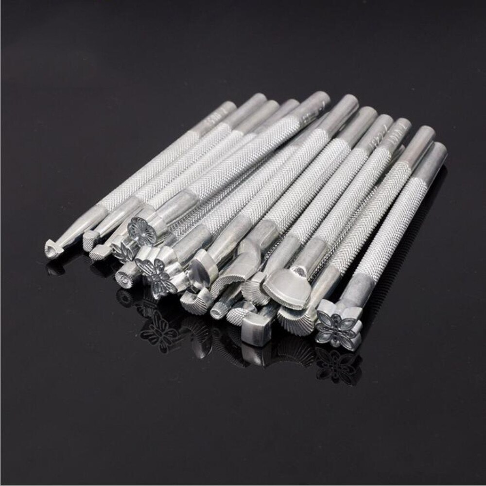 20 Pieces/Set Leather Working Saddle Making Tools Carving Leather Craft Stamps Alloy Leather Tools DIY