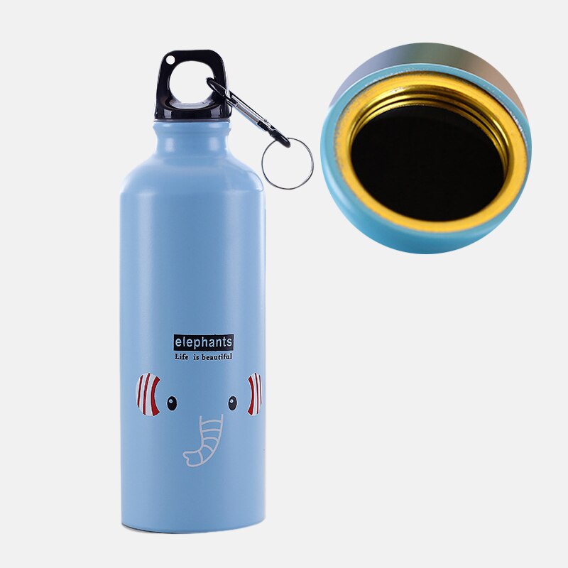500ml cykelsport utomhus min vattenflaska 304 rostfritt stål söt djurmönster bärbar bergsklättring spänne vattenkokare