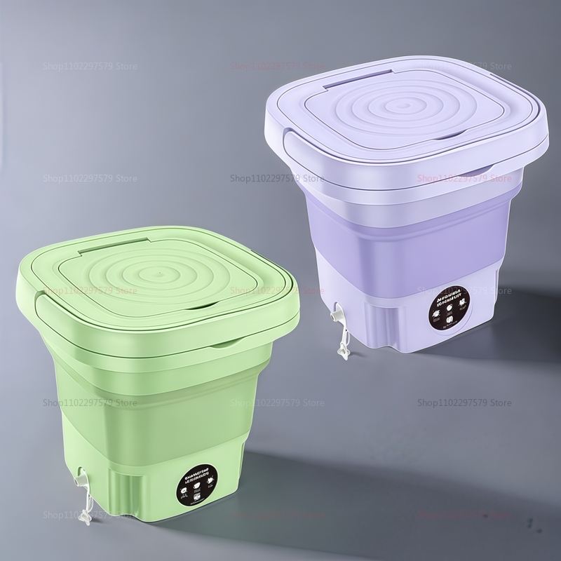 8L Foldable Washing Machine with Drain Hose Full Automatic Mini Laundry Machine for Apartment Dormitory Hotel Portable Washer