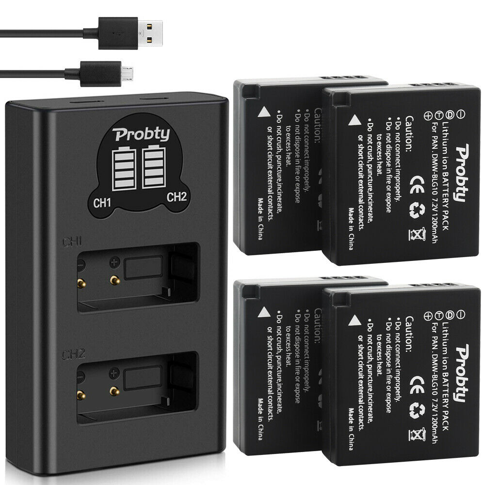 For Panasonic DMW-BLG10 DMW-BLE9 BLG10E Battery DMC-ZS60 DMC-ZS100 DMC-GX7 DMC-LX100 DMC-GF3 DMC-GF5 DMC-GF6, DMC-GX camera: 4BatteryWithCharger