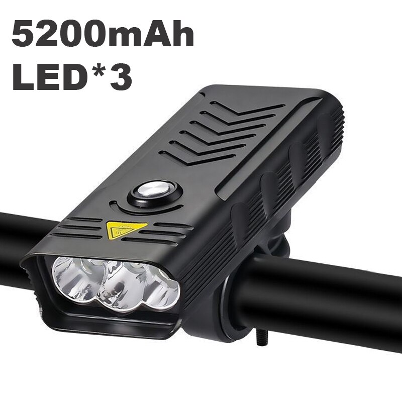 Luz LED súper brillante para bicicleta, faro delantero y trasero de 10000 lúmenes, recargable vía USB, 3000 mAh, 5T6: 3 LED
