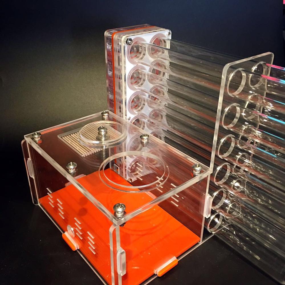DIY Acrylic Ant Farm 12 Test Tubes Ant House with Feeding Area Ant Nest Workshop Insect Pet Anthill 14*14*15cm